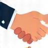 Illustration representing a handshake, symbolizing the initial consultation step.